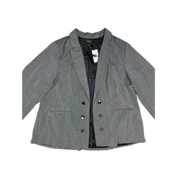 Torrid Textured Double Breast Dark Pearl Grey Blazer Open Front Plus Size 3X New - Picture 3 of 8